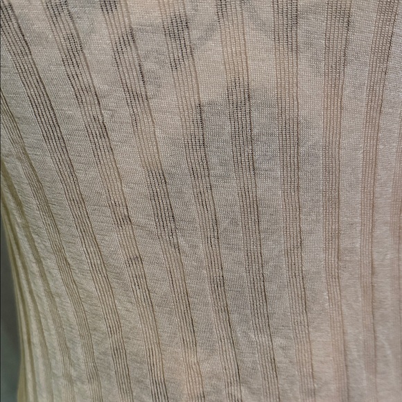 Vince Women’s Rib Cotton Long Sleeve Funnel Neck Sheer Top Color Tawny Peach NWT - Picture 4 of 14